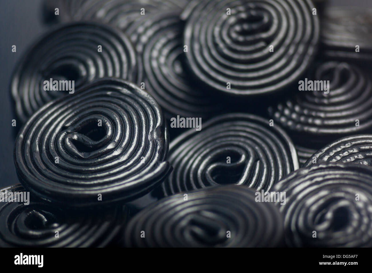 Detail der Lakritz Schnecken Stockfoto