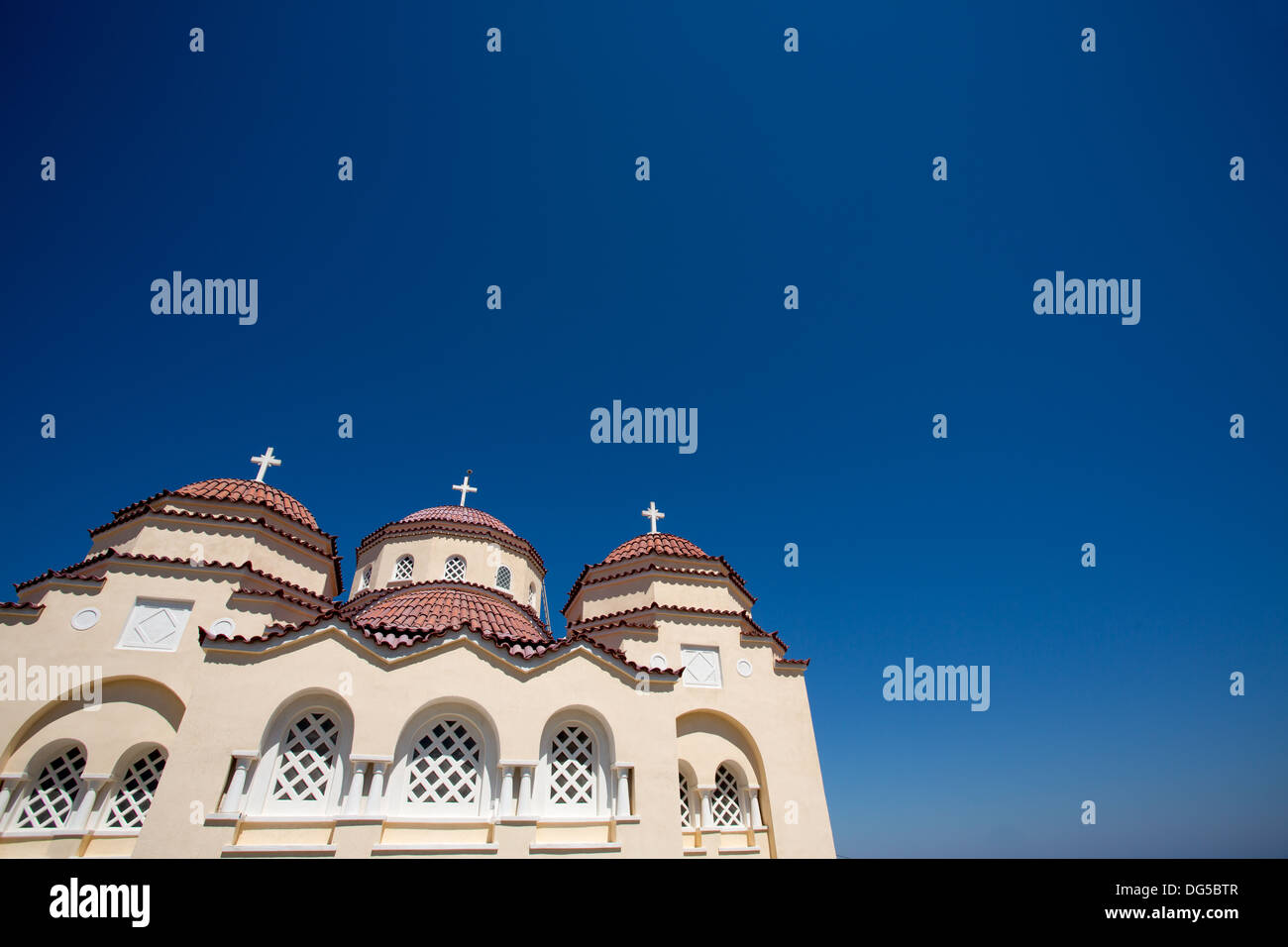 Agios Charalampos Kirche in Exo Gonia, Santorini, Griechenland Stockfoto