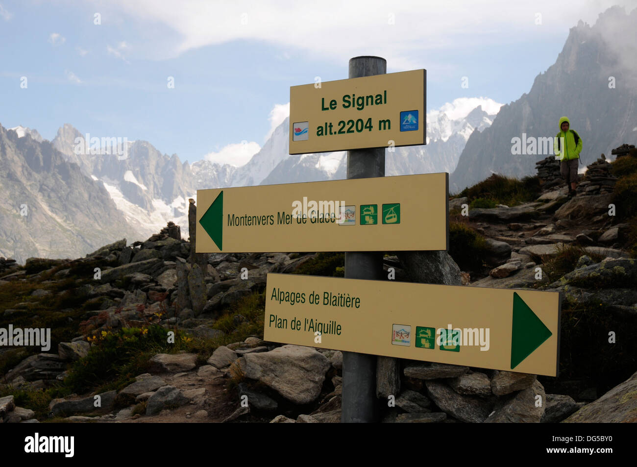 Forbes über Montenvers zu signalisieren. Chamonix, Frankreich Stockfoto