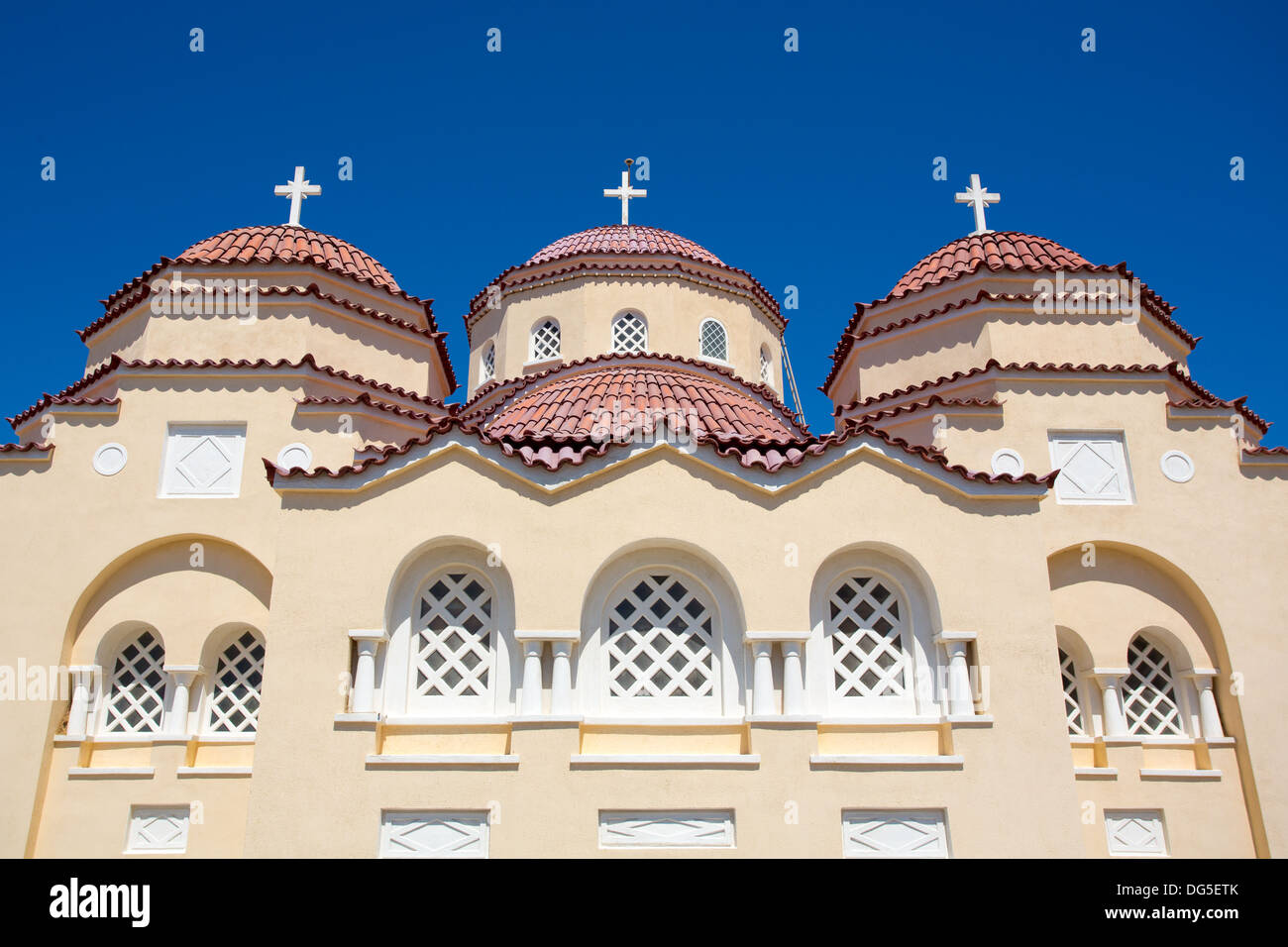 Agios Charalampos Kirche in Exo Gonia, Santorini, Griechenland Stockfoto