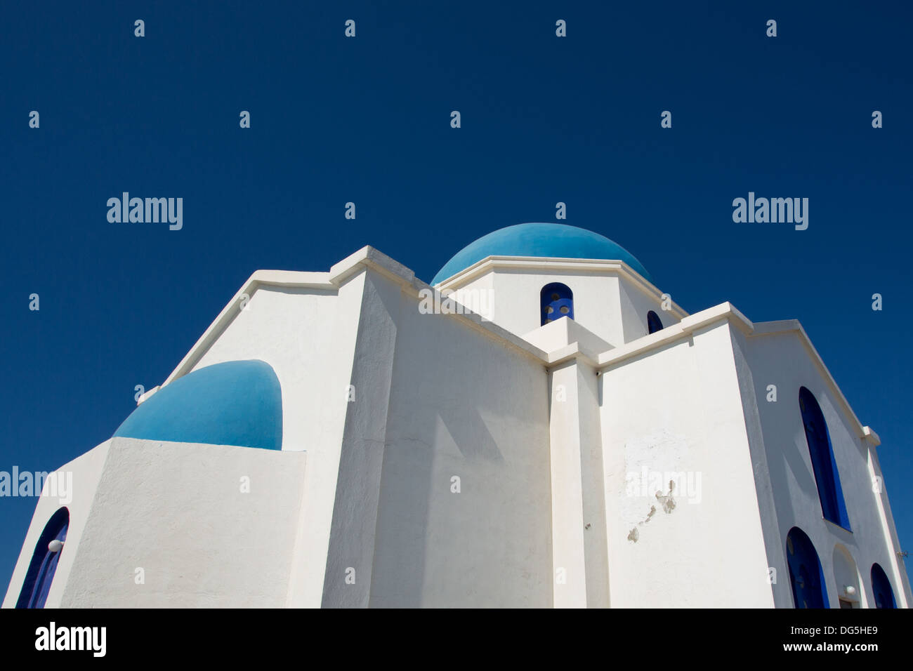 Agios Ioanis Prodromos Kirche, Ano Mera, Pano Meria Dorf, Folegandros Kykladen Islands.Gorgeous blau weiß orthodoxe Kirche Stockfoto