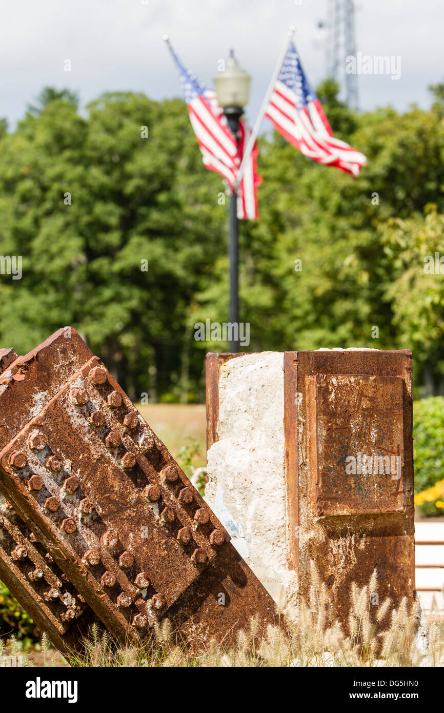 Reste der World Trade Center Zwillingstürme am Adlerfelsen 9/11 Memorial in New Jersey Stockfoto