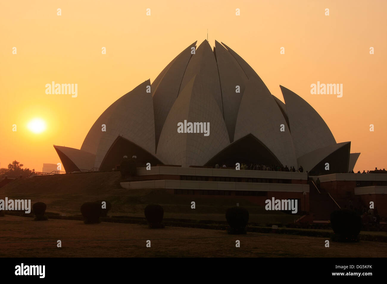 Lotus-Tempel bei Sonnenuntergang, New Delhi, Indien Stockfoto