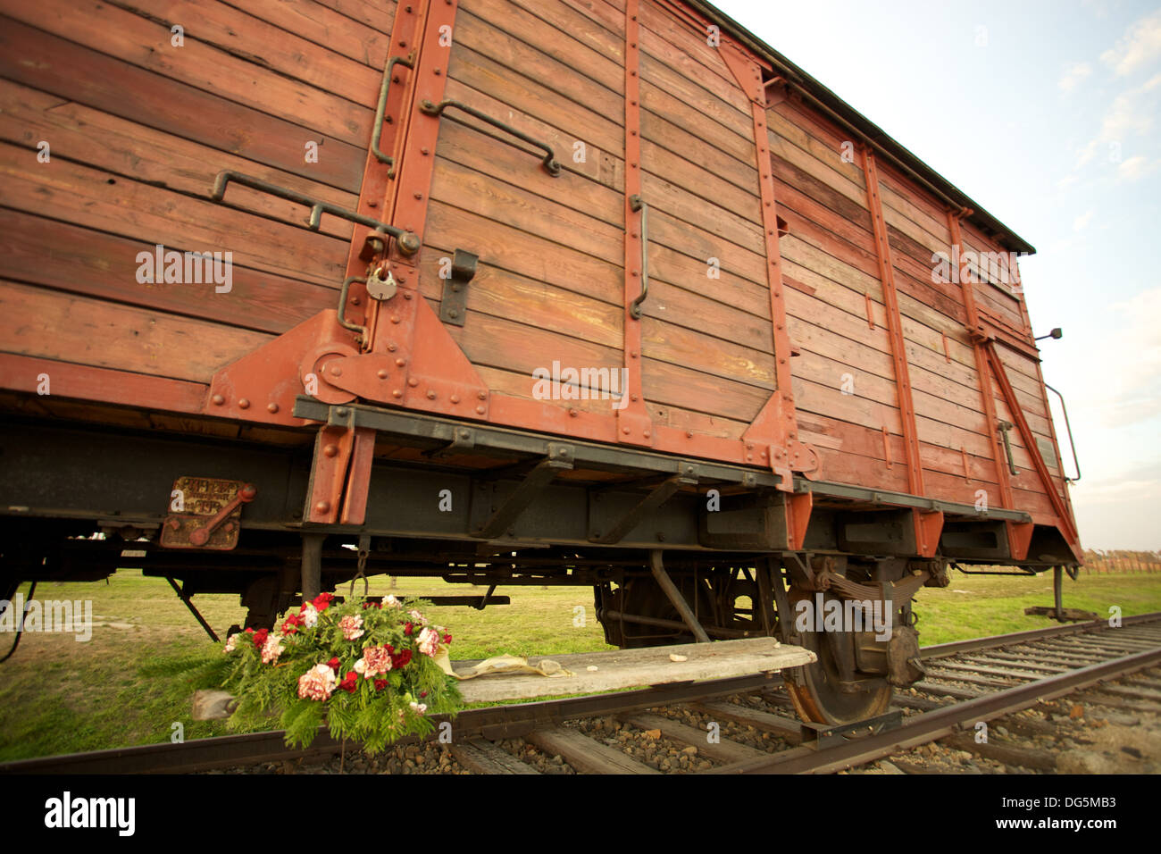 Eisenbahnwaggon im Konzentrationslager Auschwitz-Birkenau Stockfoto