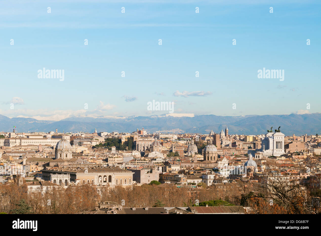 Panoramablick auf Rom vom Gianicolo, Gianicolo, Rom, Italien Stockfoto