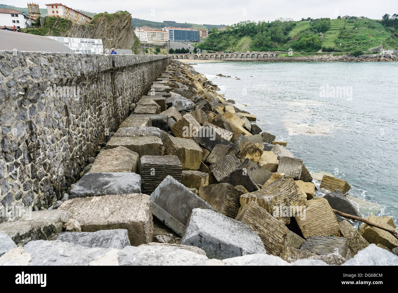 Baskenland, Euskadi - Angeln Badeort und Ferienort Getaria. Küstenschutzes. Stockfoto