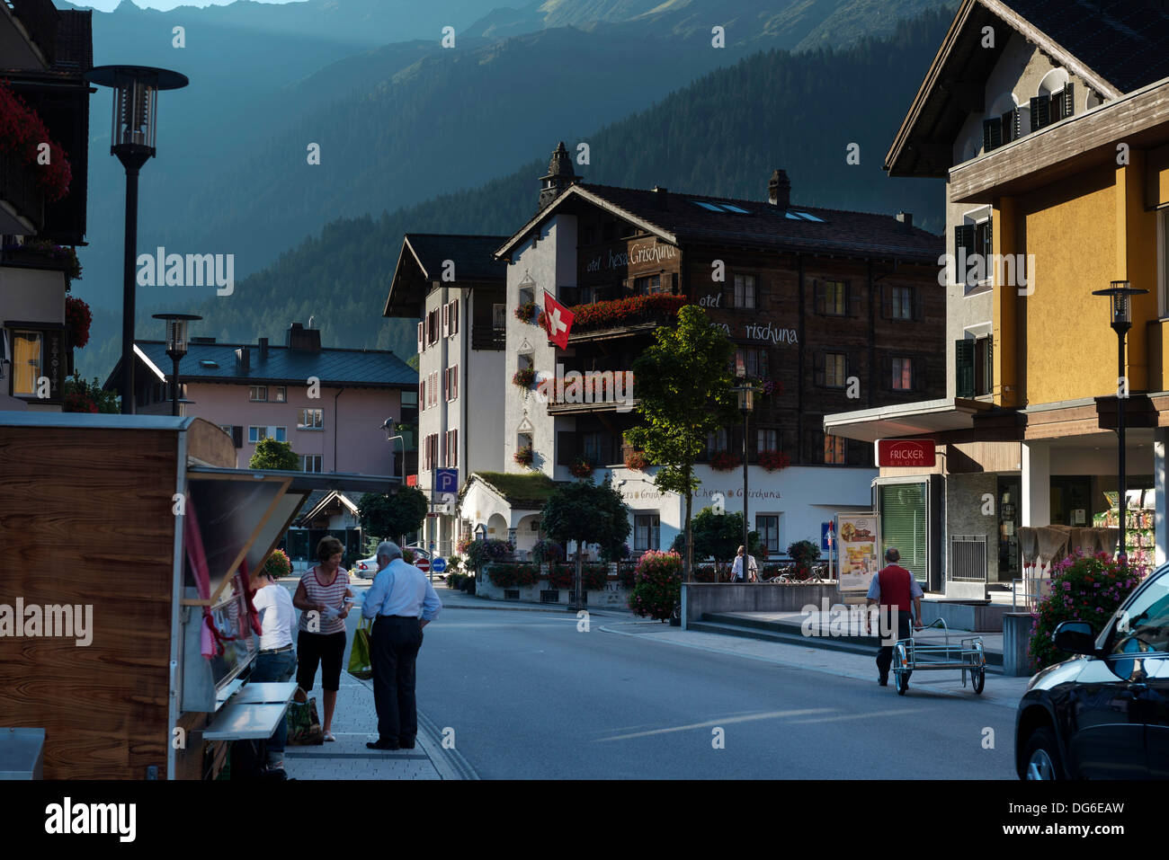 Die Haupteinkaufsstraße des Klosters Schweiz Stockfoto