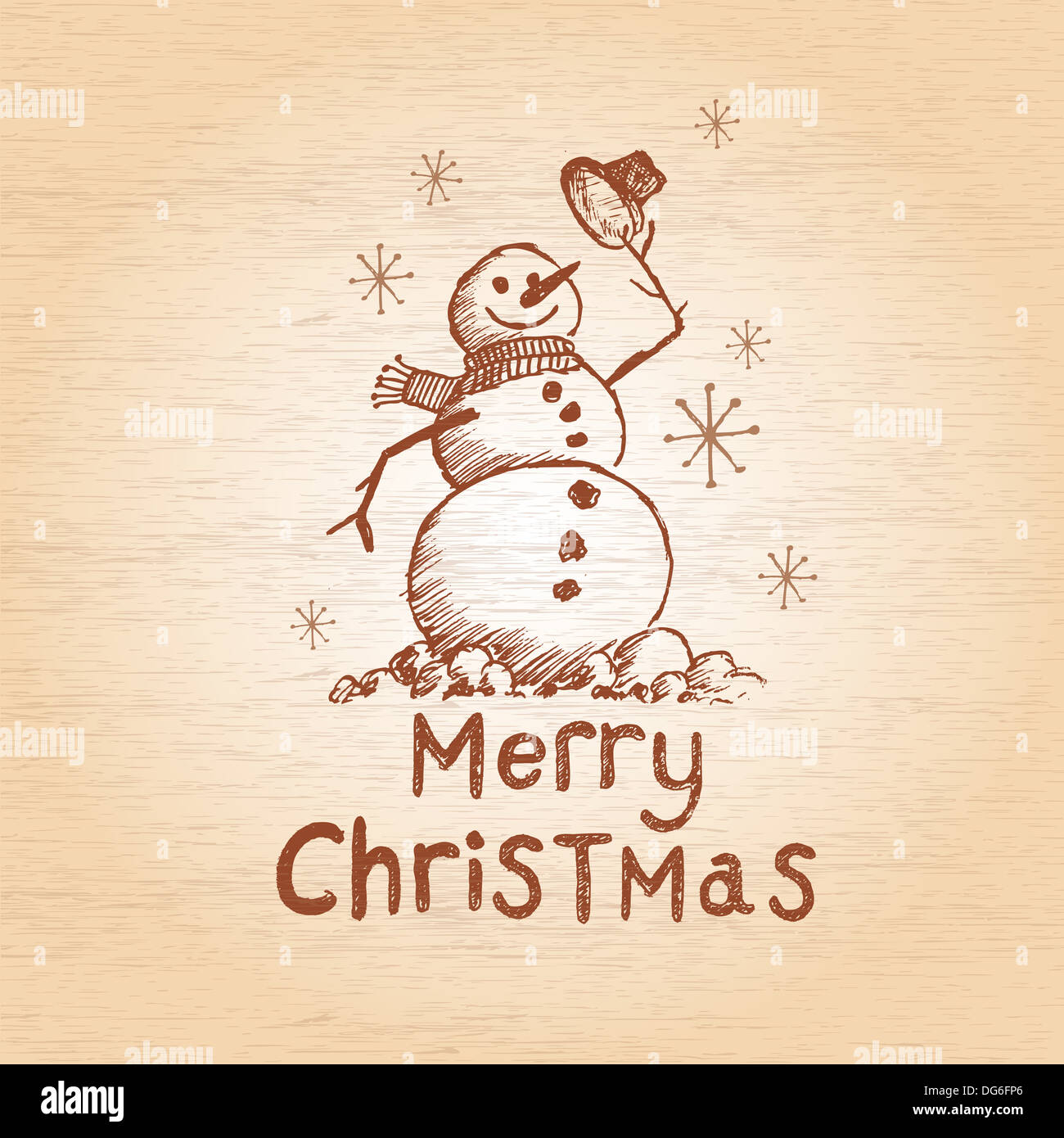 Happy Snowman - Frohe Weihnachten-Vektor-Illustration. Stockfoto