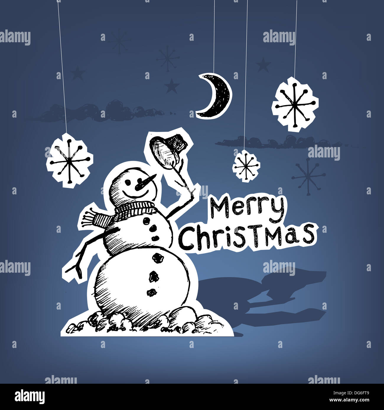 Papier-Weihnachten - Christmas themed handgezeichnete Weihnachten Vektorelemente. Stockfoto