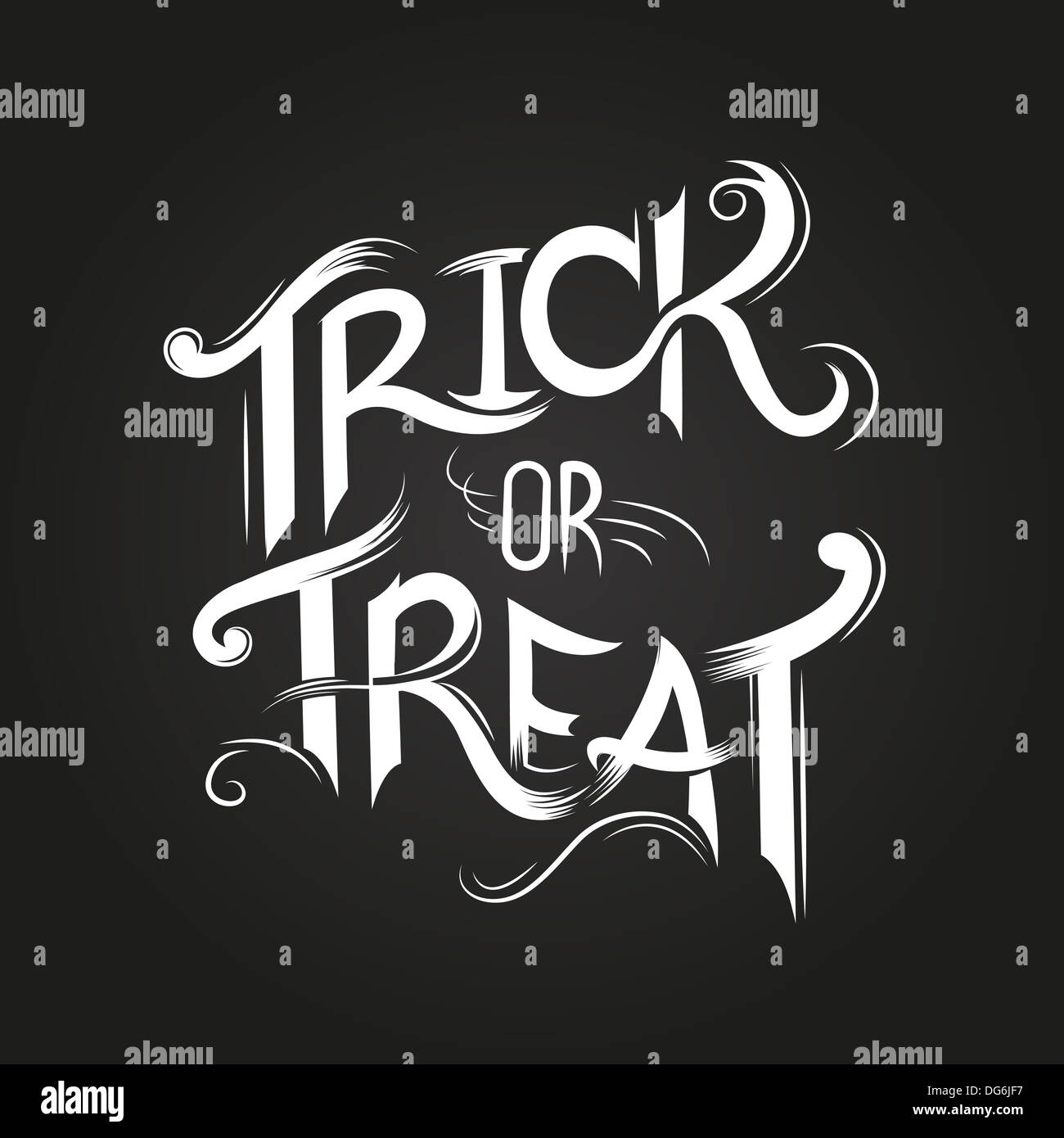 Trick oder behandeln Halloween Plakatgestaltung mit Hand gezeichnet Elemente. Stockfoto