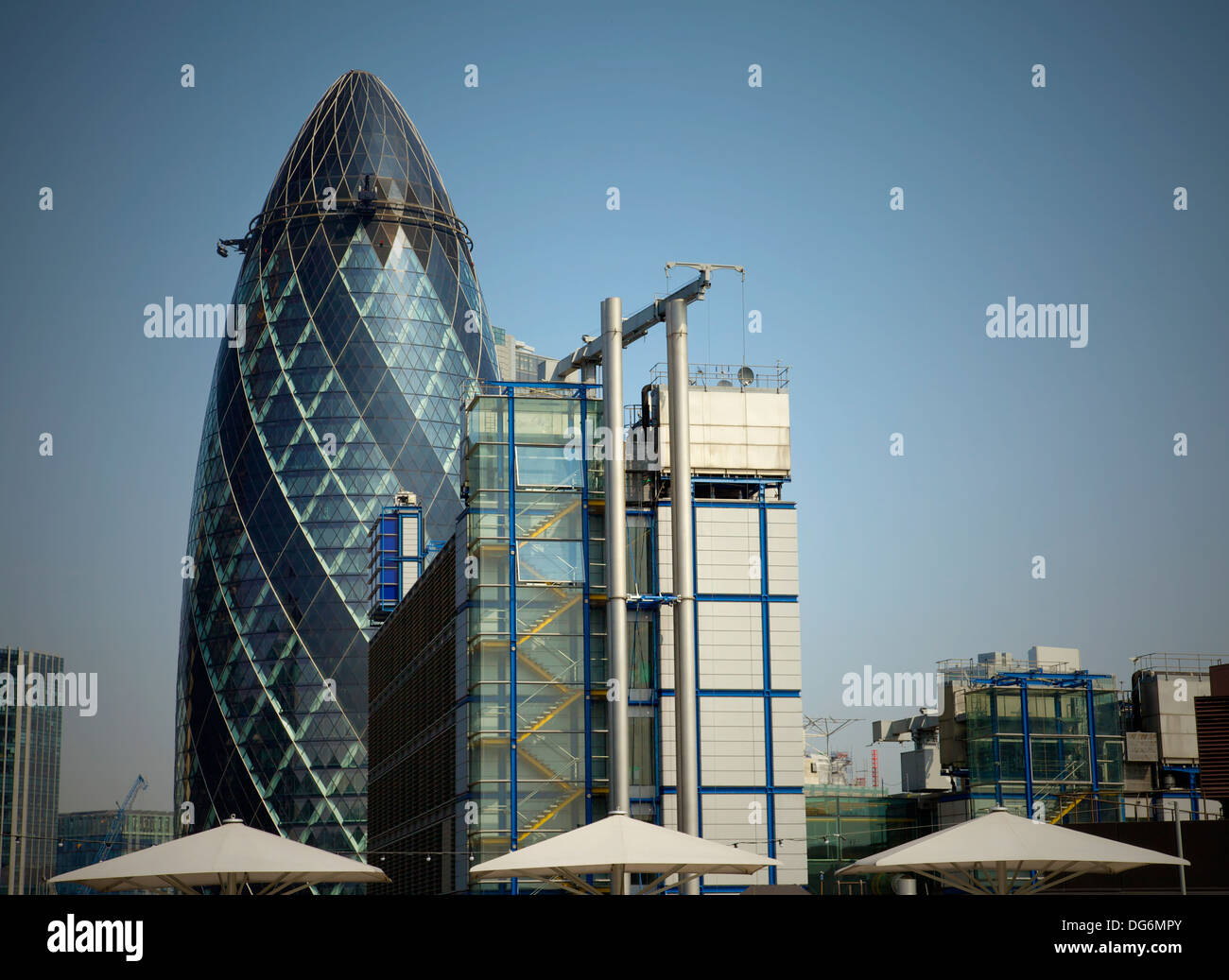 Ein Blick auf die Gurke in der Sky Lounge im Double Tree by Hilton Hotel, London, UK. Stockfoto