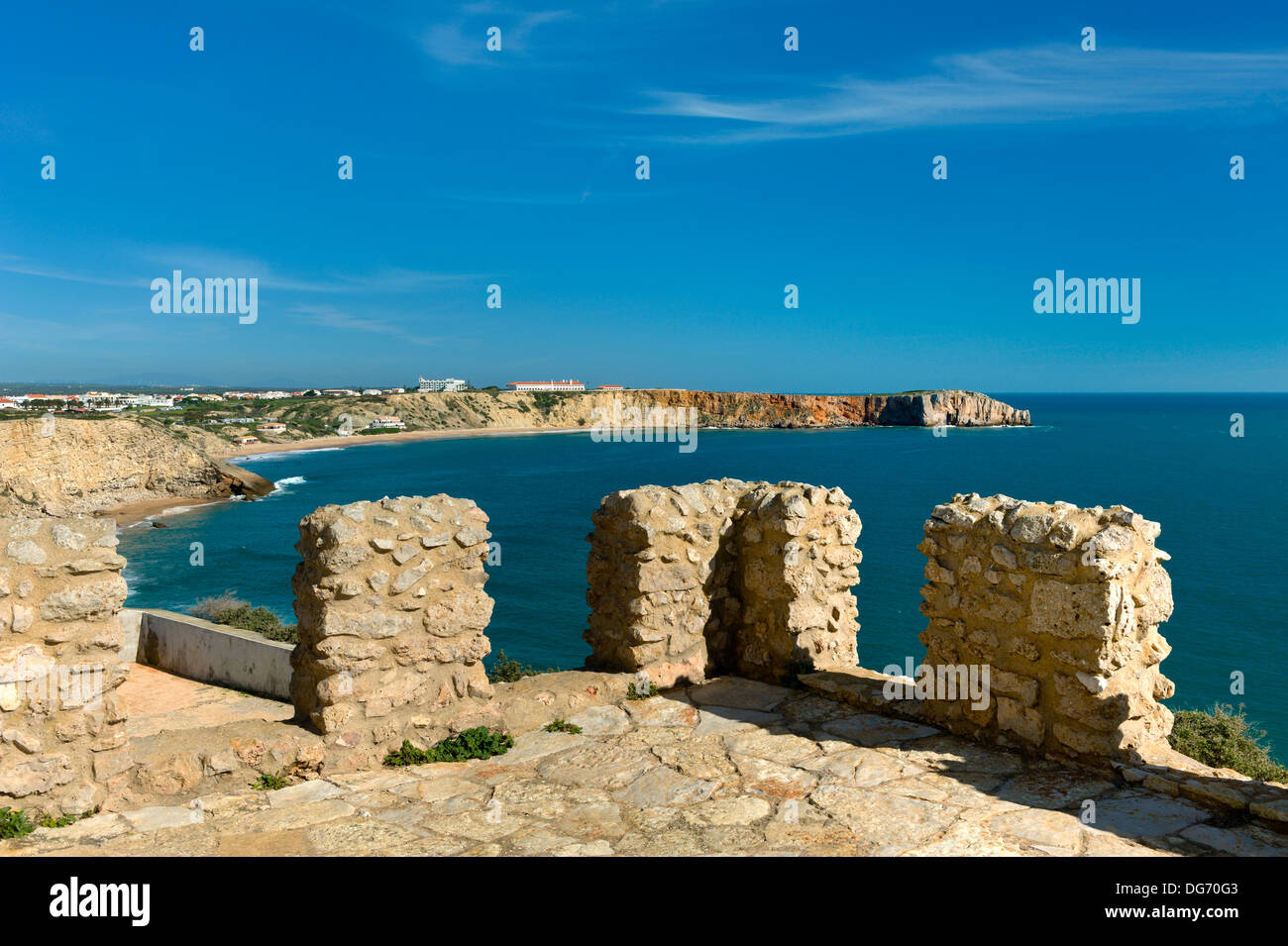 Portugal, Algarve, Sagres Vorgebirge und Mareta beach Stockfoto