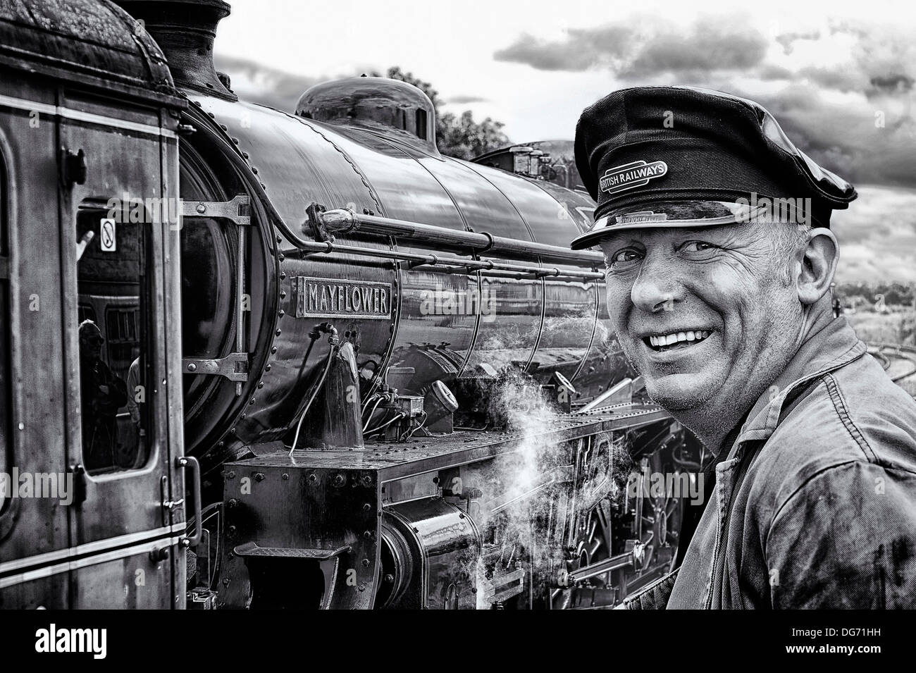 Ingenieur Standby Dampfzug Stockfoto