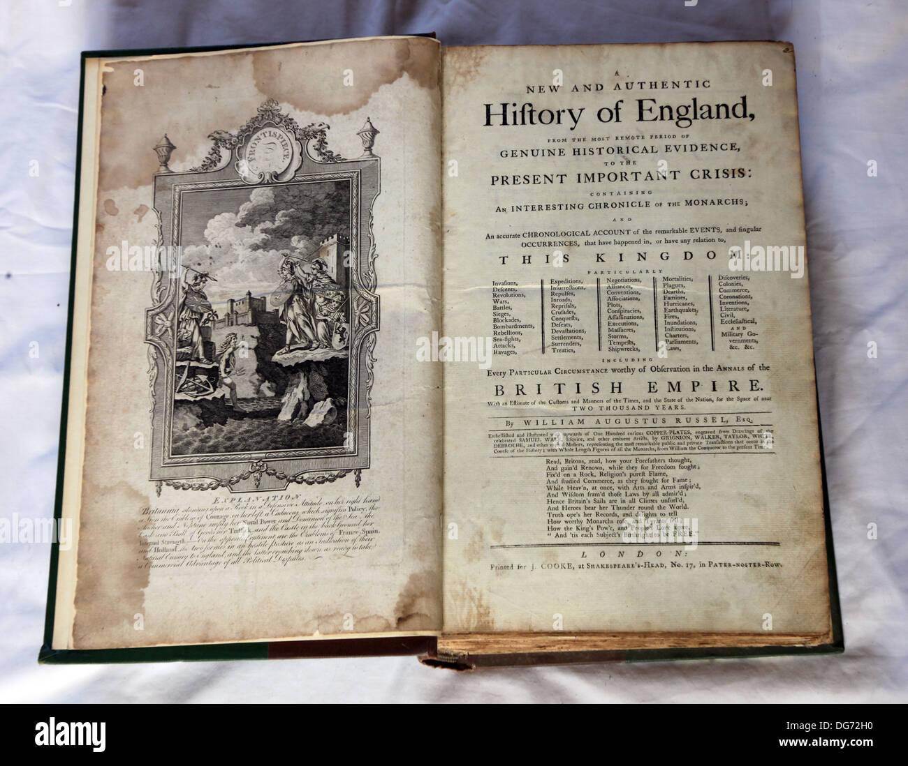 Geschichte von England 1782-Titelseite Stockfoto