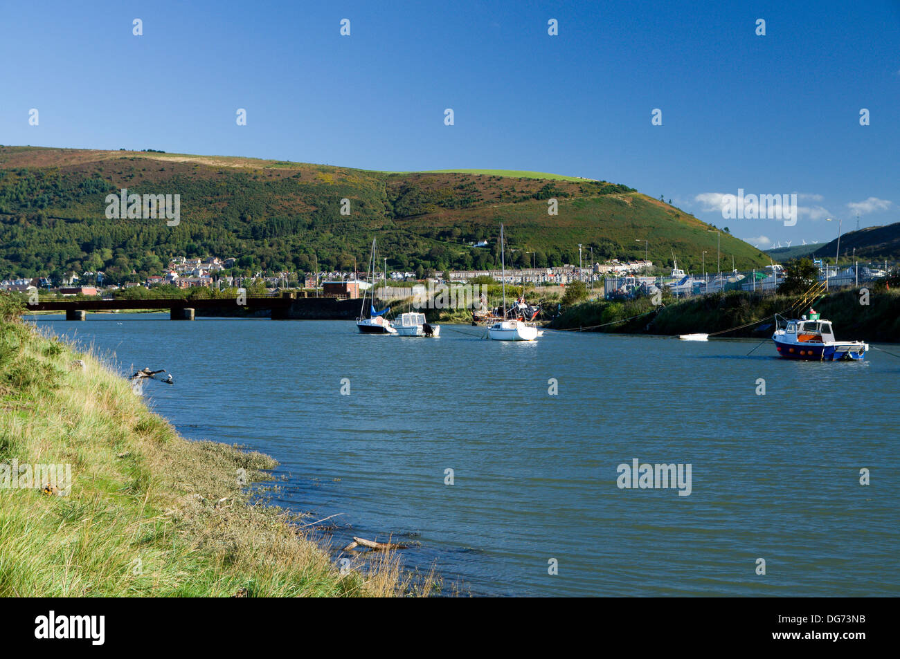 Fluss Avan Port Talbot, South Wales. Stockfoto