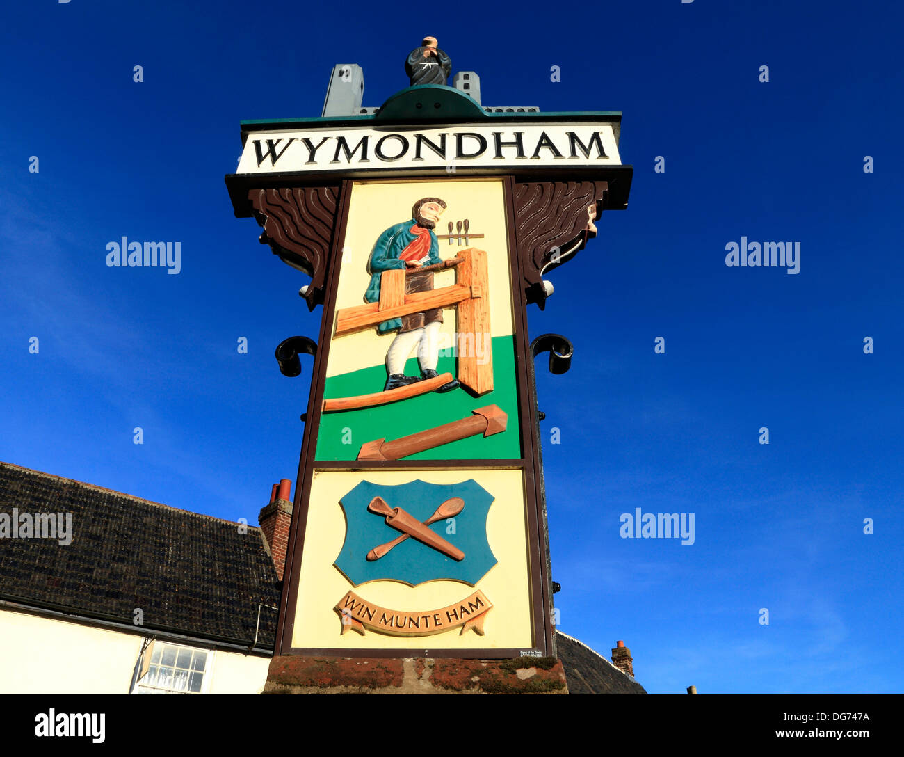 Wymondham, Norfolk, Stadt Zeichen, England UK Stockfoto