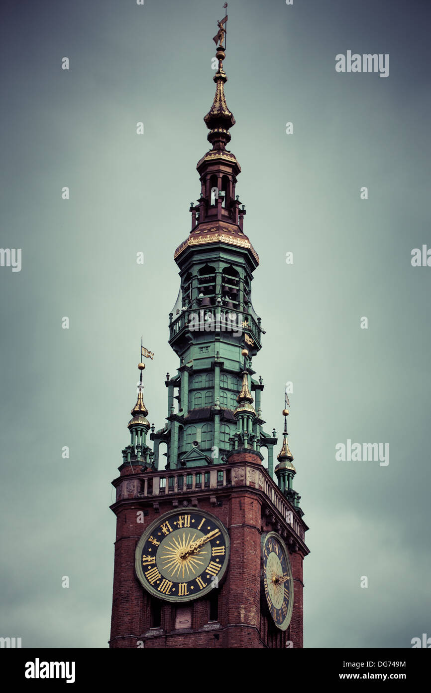 Detail des Rathauses in der alten Stadt von Danzig an der Ostsee in Polen Stockfoto