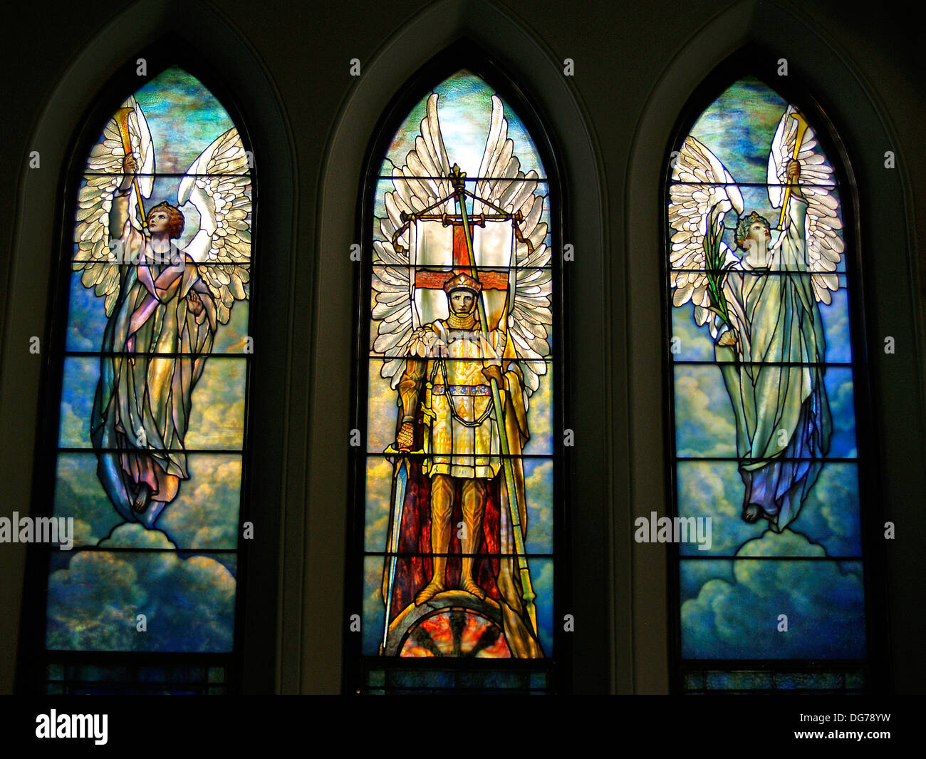 Tiffany Fleck Glas Fenster, St.Johannes Episcopal Church, Franklin, Pennsylvania Stockfoto