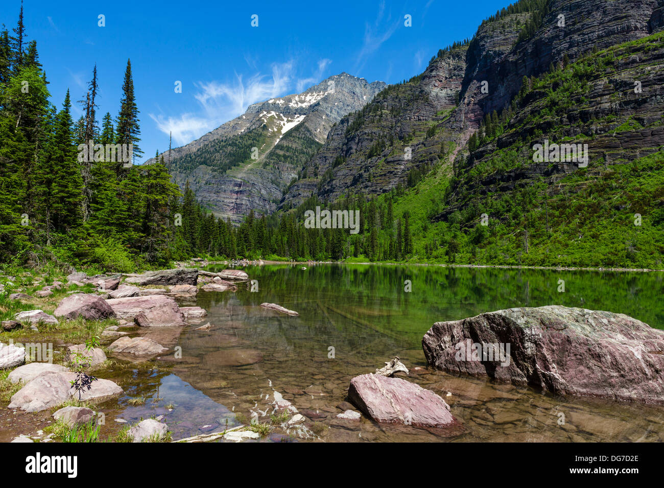 Avalanche-See auf der Lawine Lake Trail, Glacier National Park, Montana, USA Stockfoto