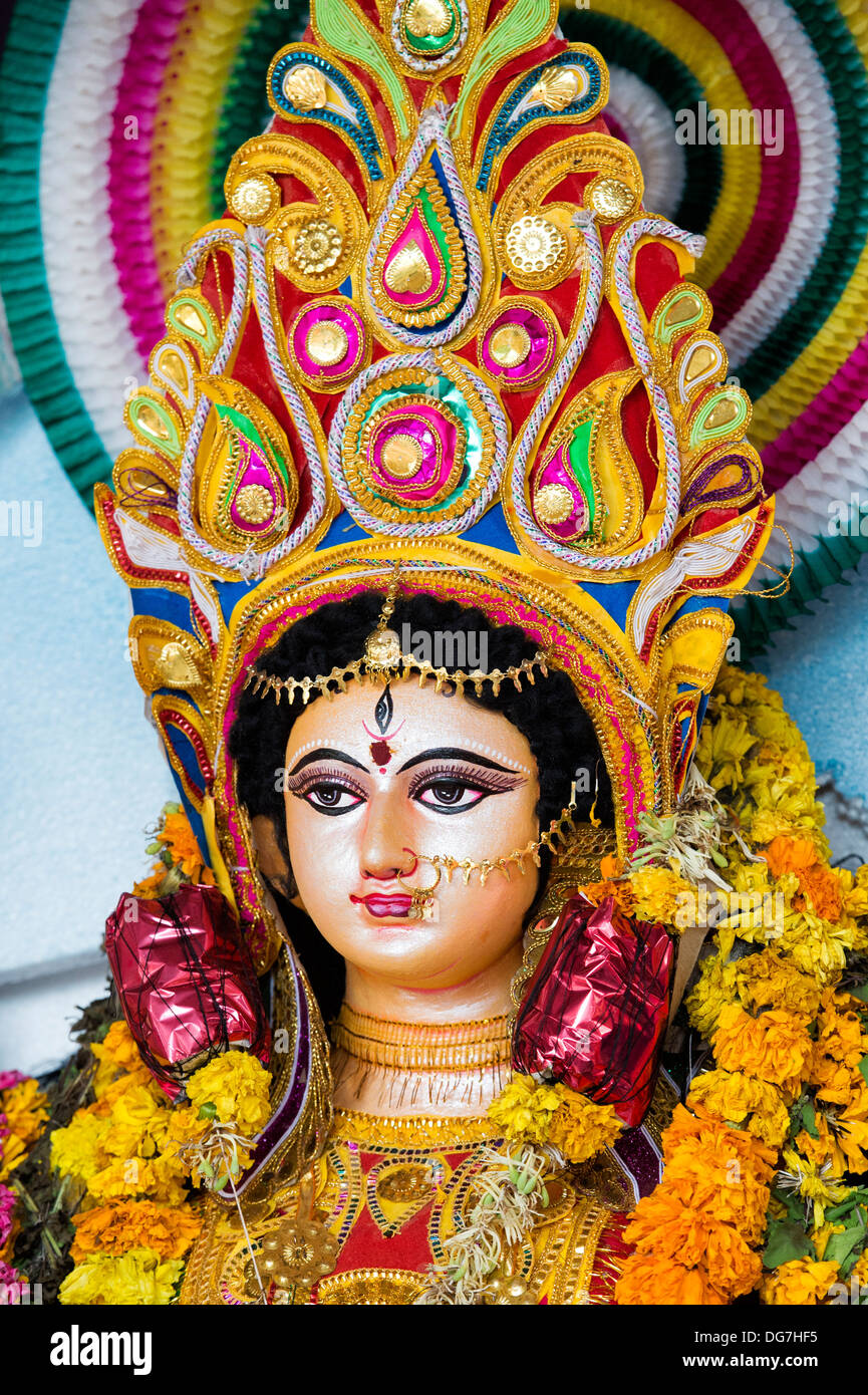 Durga. Hindu-Göttin Gottheit Statue. Andhra Pradesh, Indien Stockfoto
