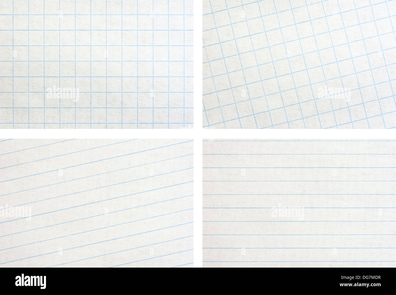 gefüttert und quadratischen Papier Textur-set Stockfoto