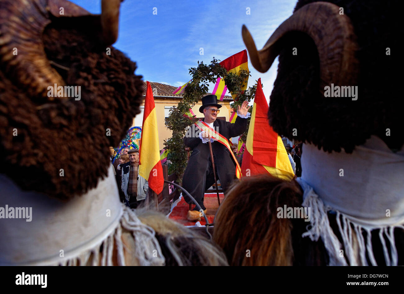 Antruejo (Karneval). Den Bürgermeister stellt. Lamas De La Ribera. León. Castilla y León. Spanien Stockfoto