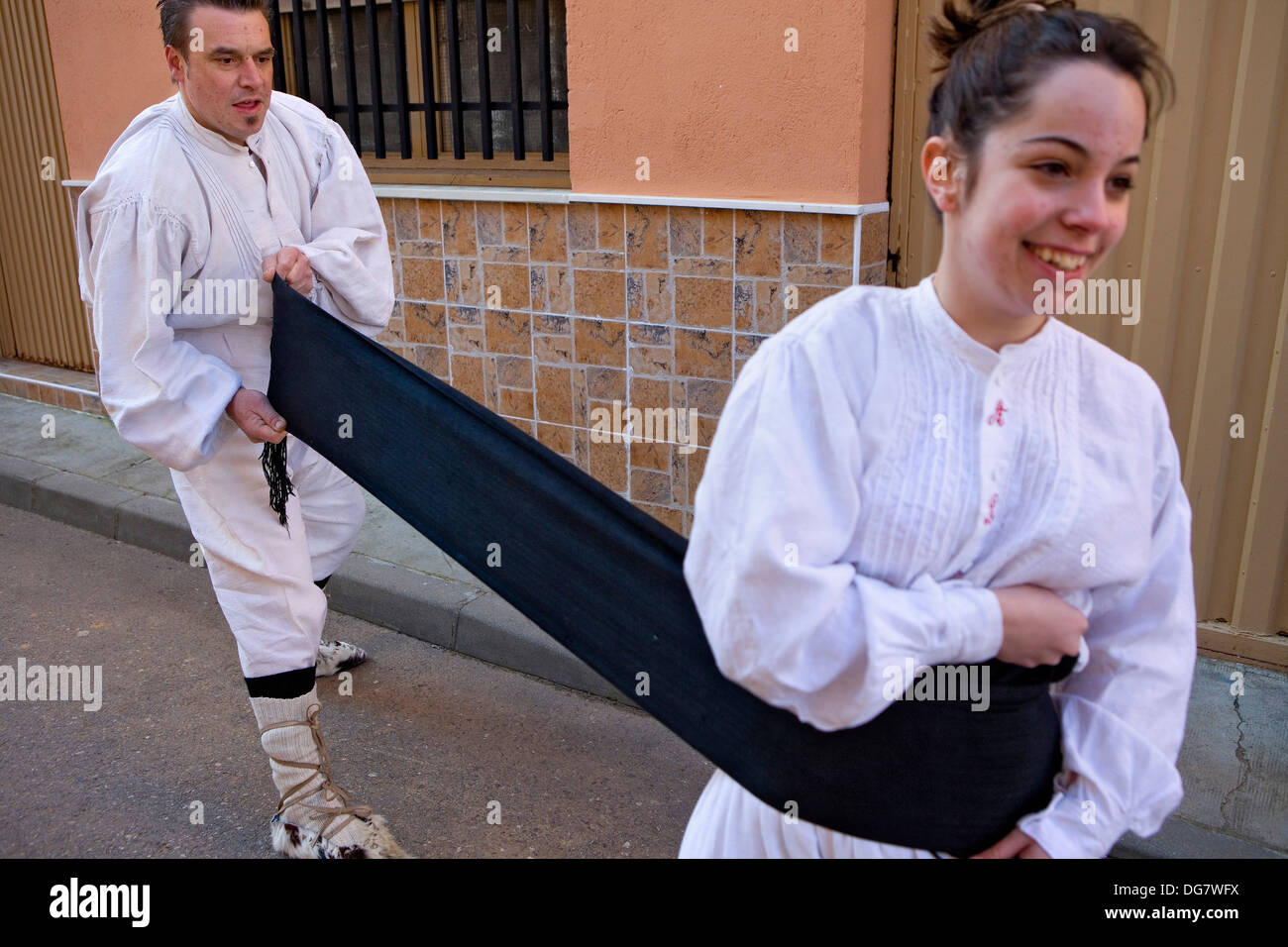 Antruejo (Karneval). Guirrios-Dressing. Lamas De La Ribera. León. Castilla y León. Spanien Stockfoto
