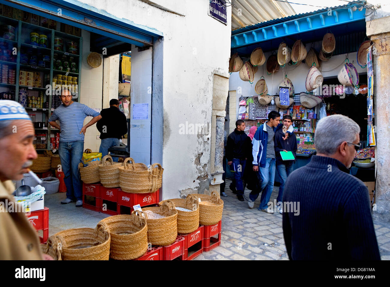 Tunez: Sousse.Medina.Rue Salah Belayouza Stockfoto