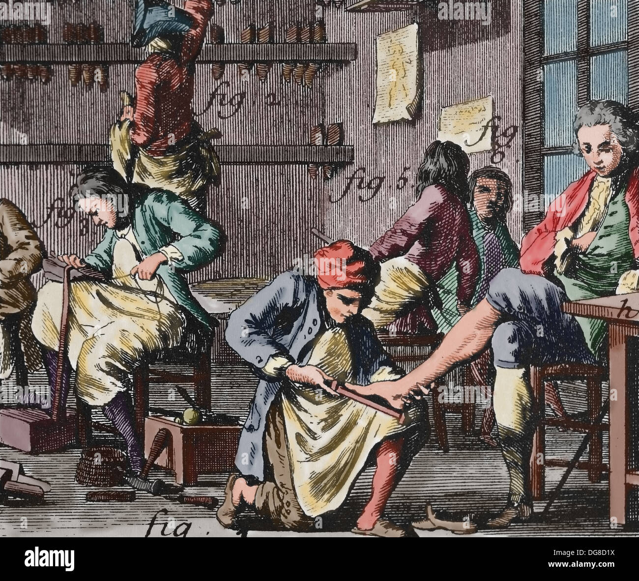 Der Schuster. Illustration der "Encyclopédie". Platte 442. 18. Jahrhundert. Stockfoto