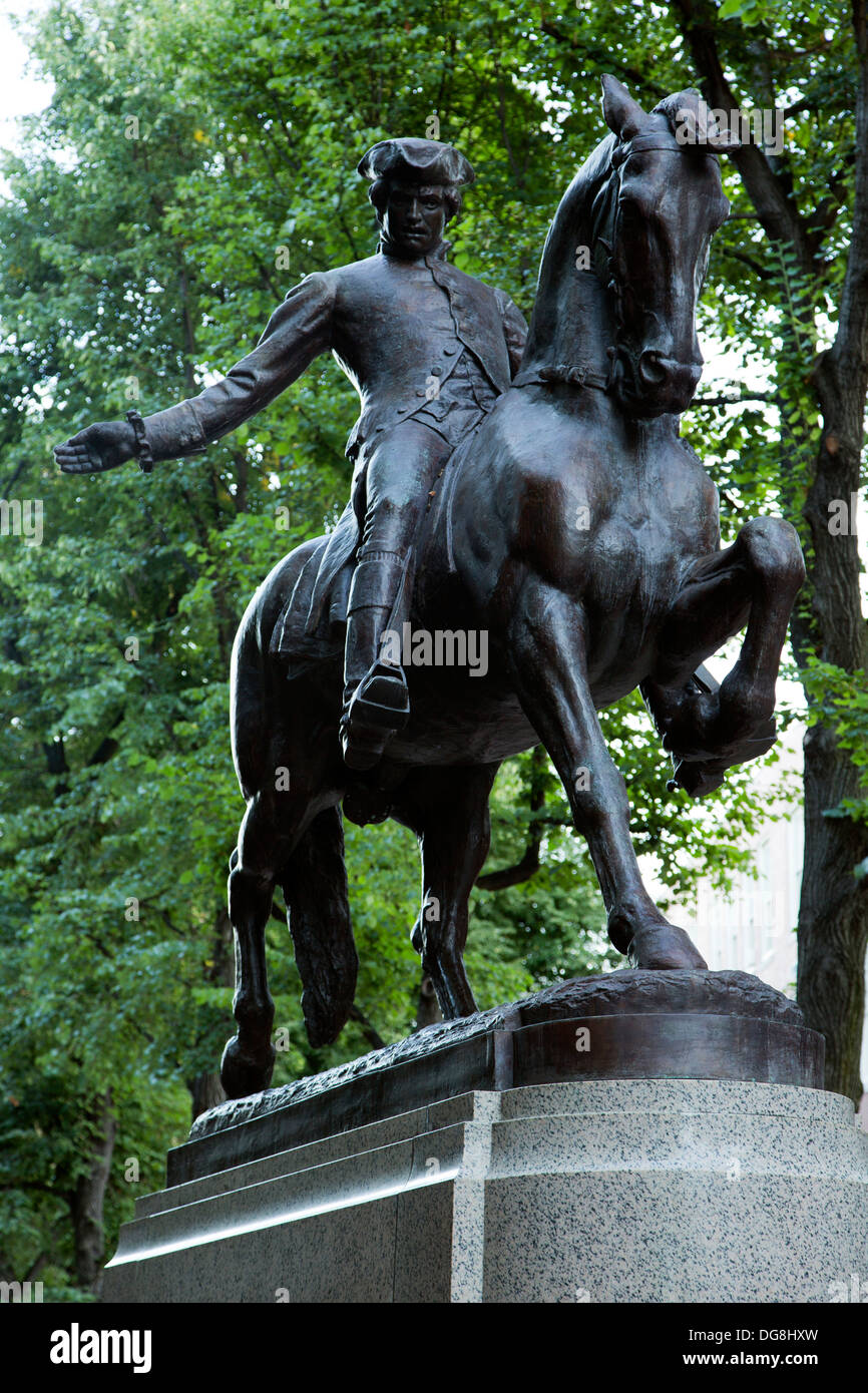 Paul Revere Statue, Paul Revere Mall, North End, Boston, Massachusetts, USA Stockfoto