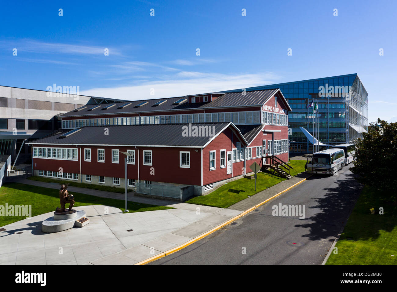 Die Red Barn, original Boeing Flugzeug-Produktionsstätte. Museum of Flight, Seattle, Washington, USA. Stockfoto