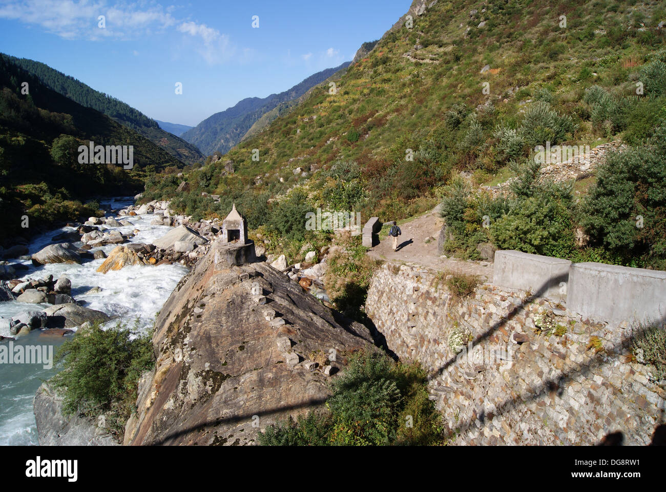 In der Nähe von Osla Dorf am Har Ki Doon Trail, Uttarakhand, Indien Stockfoto