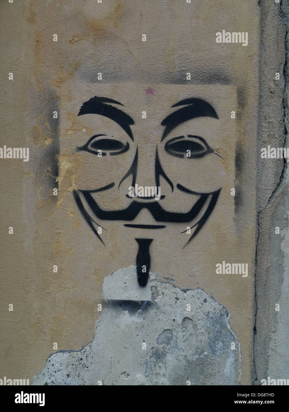 Street Art Bild von Guy Fawkes verwendet die anonyme Bewegung eine Gruppe von hacktivists zu symbolisieren Stockfoto