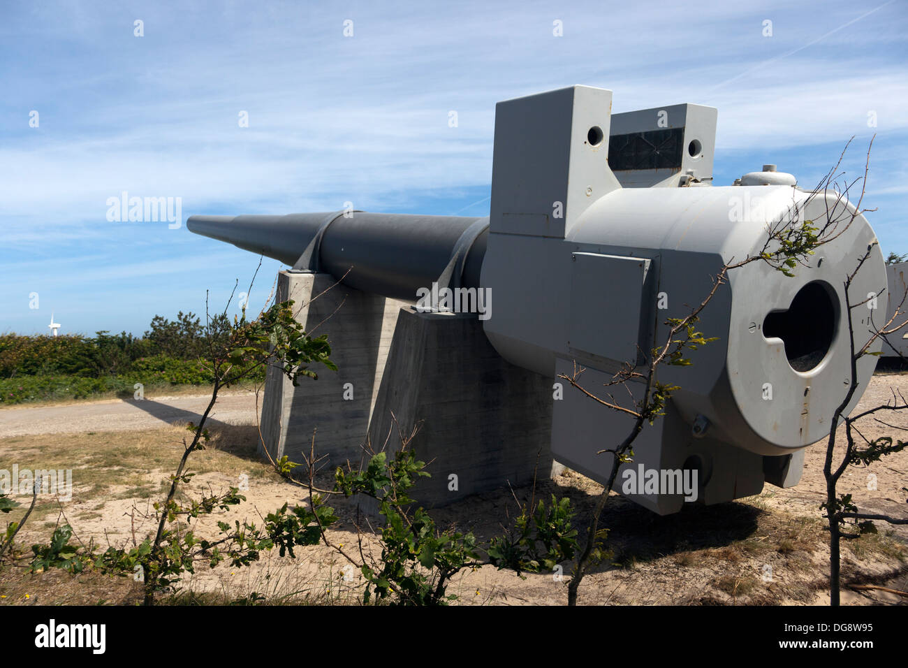 Die deutsche WW2 super Kanone im Hansholm Bunker Museum. Dänemark. Stockfoto