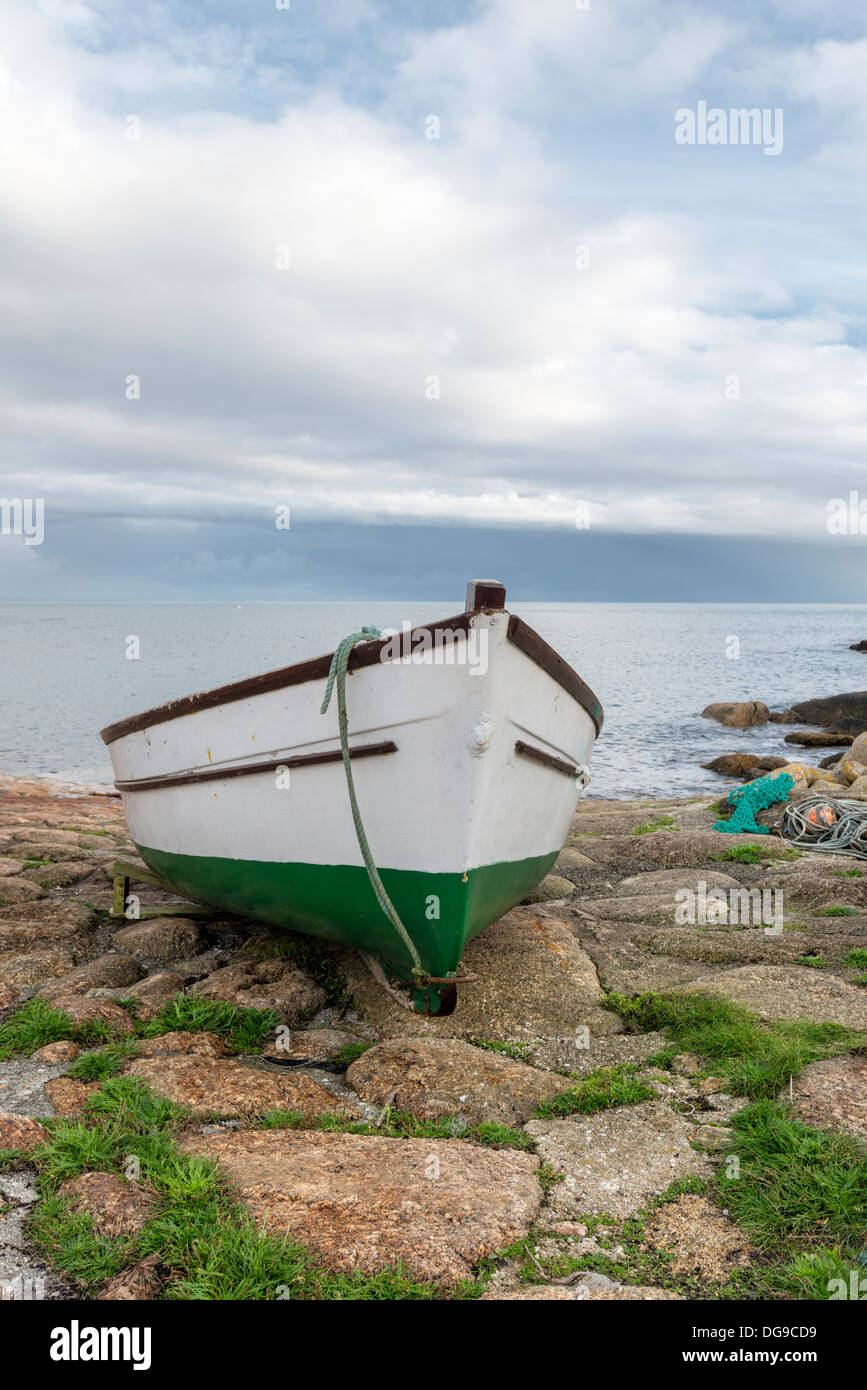 Boot Penberth Cove in Cornwall Stockfoto