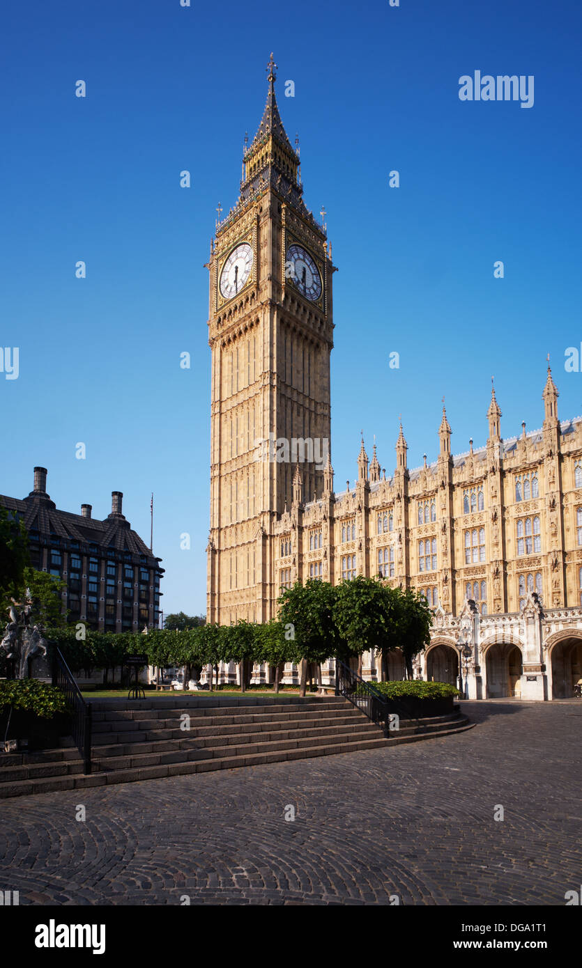 New Palace Yard, Big Ben und der Elizabeth Turm, Houses of Parliament, London, UK Stockfoto
