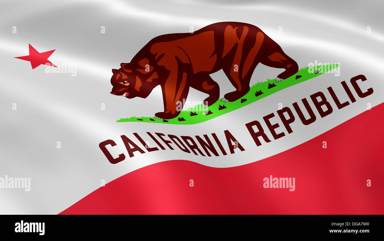 Kalifornische Flagge im Wind. Teil einer Serie. Stockfoto