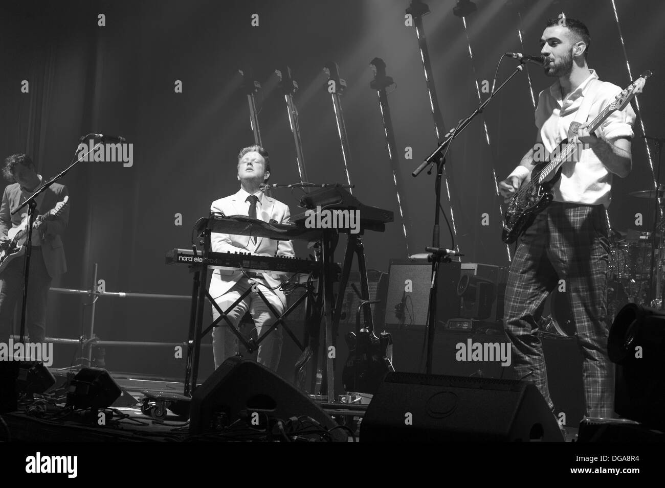 Trimble, Baird und Halliday nordirischen Indie-Rock-Band Two Door Cinema Club am Zürich Openair Festival 2013 durchzuführen. Stockfoto