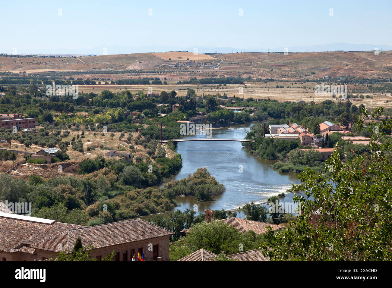 Blick auf den Fluss Tejo aus Toledo, Spanien Stockfoto