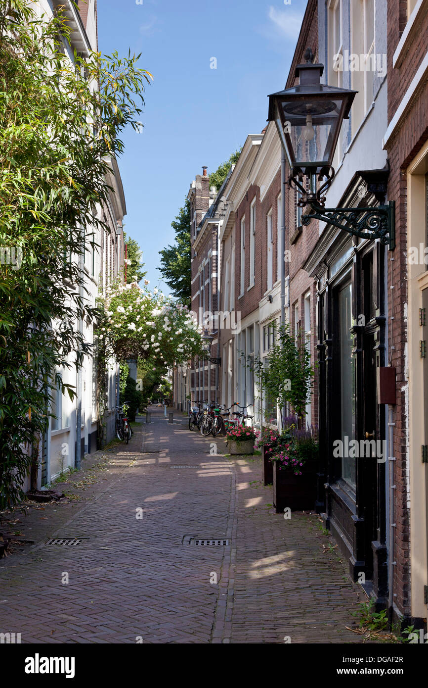 Gasse in der Stadt von Leiden, Niederlande Stockfoto