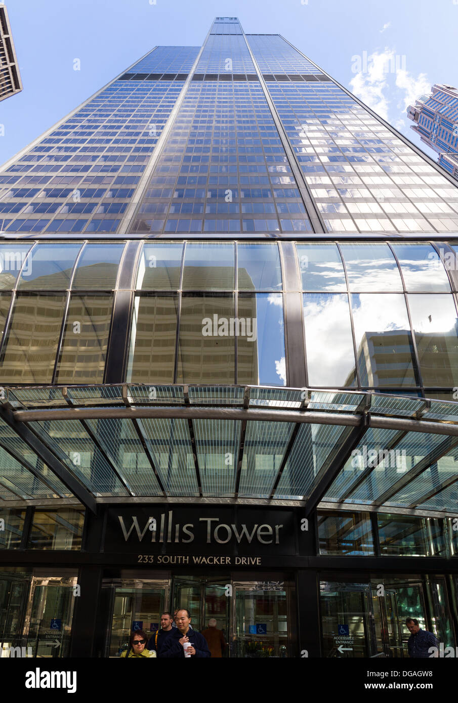 Vertikales Panorama der Willis Tower, Chicago, USA Stockfoto