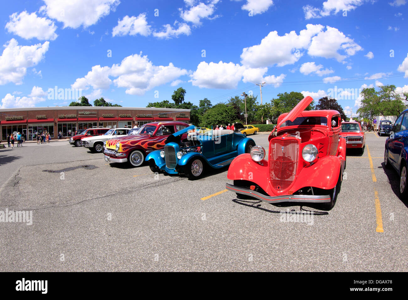 Hot Rods ausgestellten Oldtimer anzeigen Sayville Long Island New York Stockfoto