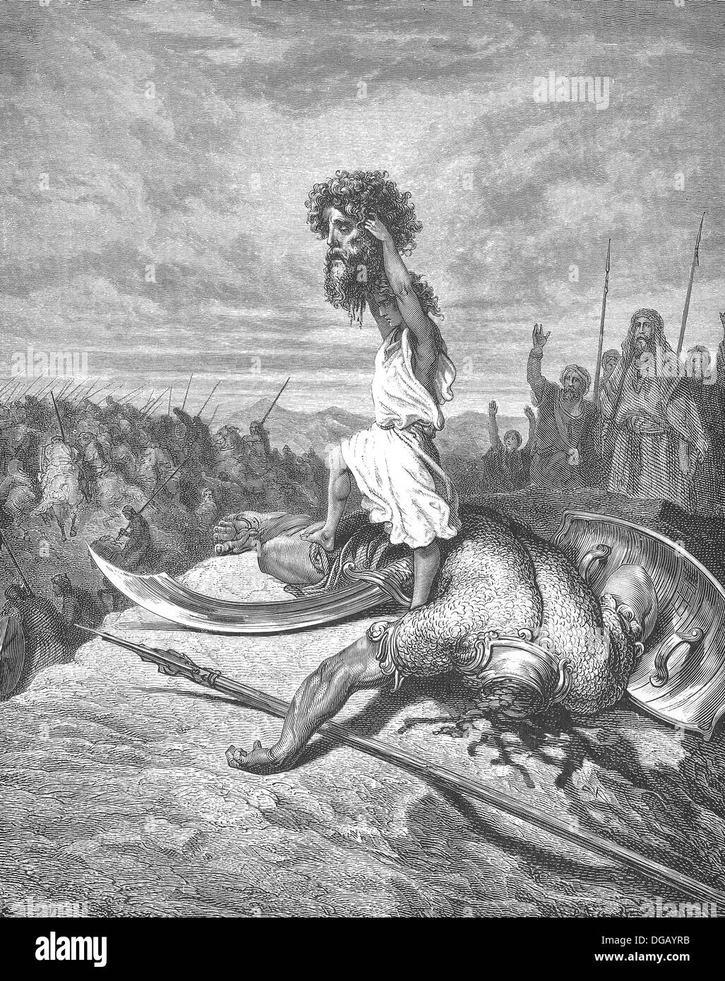 David tötet Goliath Stockfoto