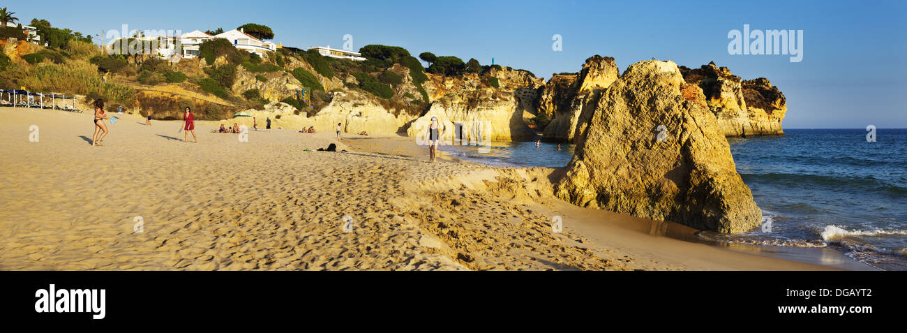 Genähte Panorama von Beack am Alvor in Portugal Stockfoto