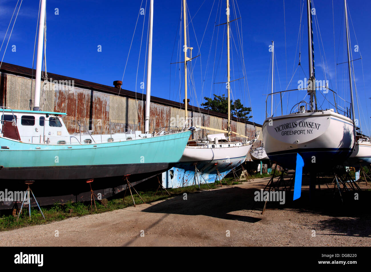 Bootswerft Greenport Hafen Long Island NewYork Stockfoto