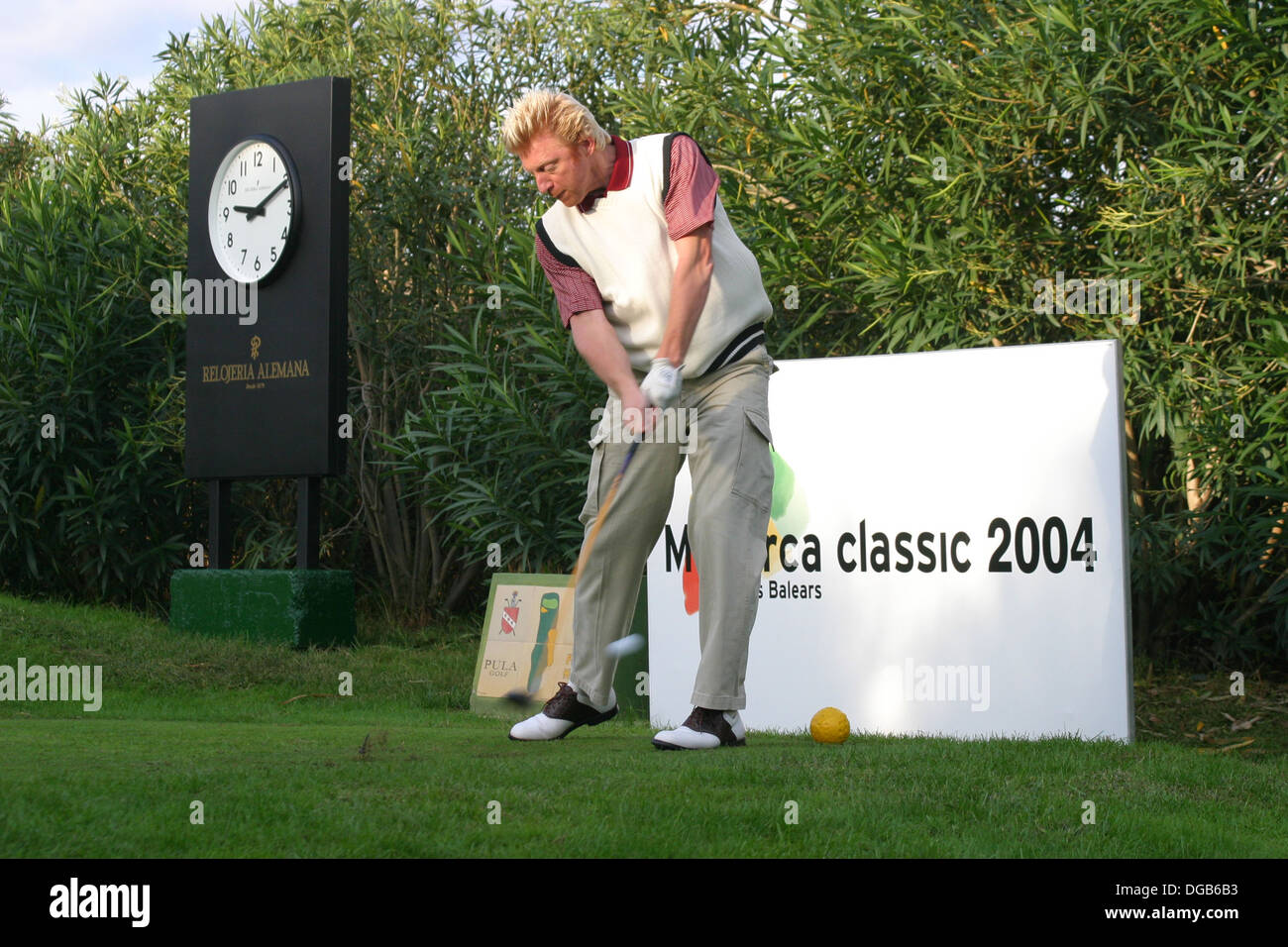 Boris Becker Golf spielen in hier Pula Golf, Spanien Stockfoto