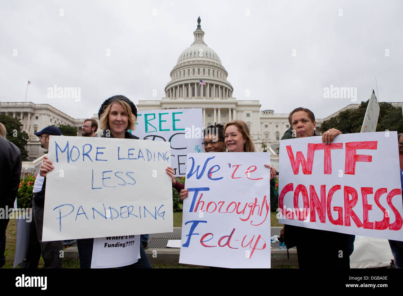 Beurlaubt Bundesregierung Arbeiter protestieren vor dem US Capitol - Washington, DC USA Stockfoto