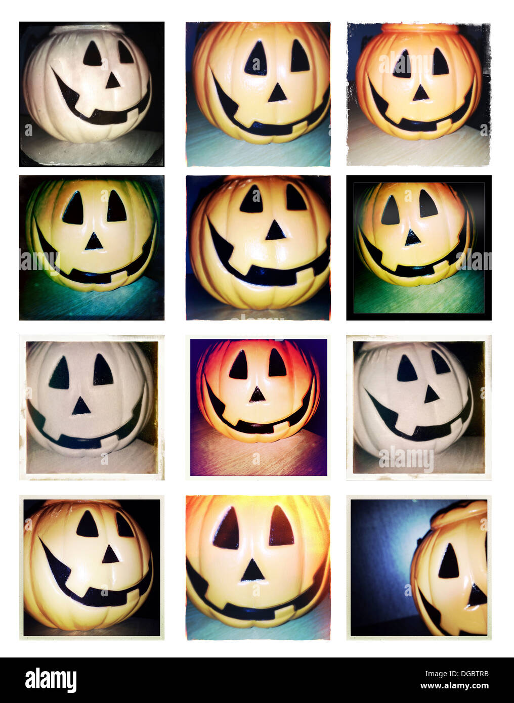 Verschiedene Fotos von Halloween-Kürbis Stockfoto