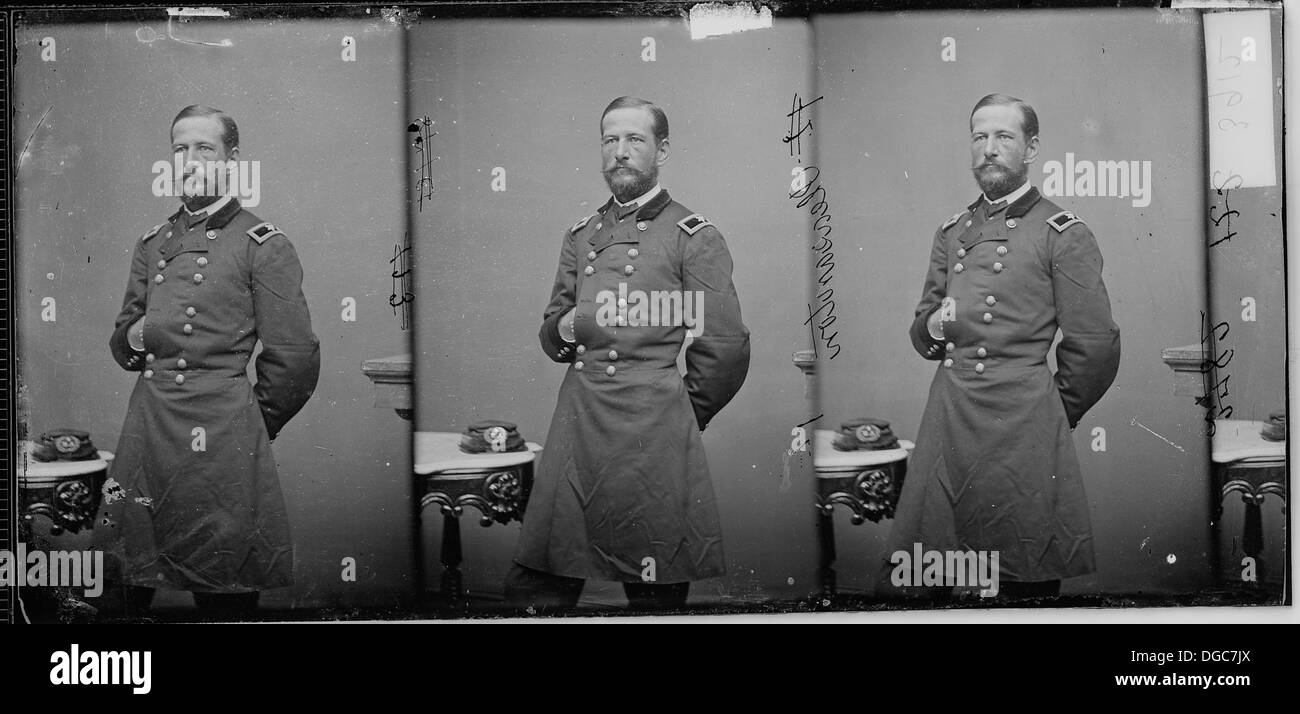 Ein Porträt von General Alfred Pleasanton, einem Offizier der US-Armee, der für seinen Dienst während des Amerikanischen Bürgerkriegs bekannt ist und zur militärischen Führung und Strategie beiträgt. Stockfoto
