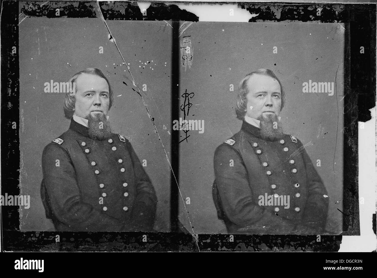 Ein Porträt von General John Pope, einem Offizier der US-Armee, der für seine Rolle im Bürgerkrieg bekannt ist. Seine Führung und sein Dienst sind Teil der amerikanischen Militärgeschichte. Stockfoto